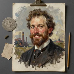 asset sheet, material study ( caricature ) industrialist ( hyperrealistic surrealist style oil painting ) happy foreboding