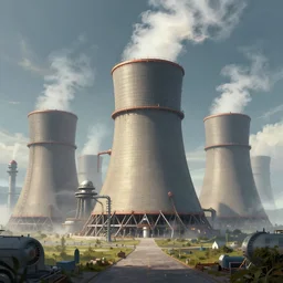 a fantasy elven nuclear power plant with steam. award winning digital art, trending on artstation
