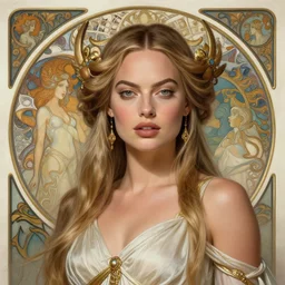 Margot Robbie as a Greek Goddess, cute, fantasy, intricate, elegant, highly detailed, digital painting, 4k, HDR, concept art, smooth, sharp focus, illustration, art by artgerm and H R Giger and alphonse mucha