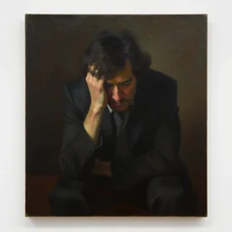 a painting on the subject of depression, by bob ross, low light, art gallery quality, dramatic lighting