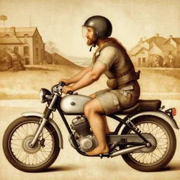 bingus riding a motorcycle, in the style of leonardo da vinci