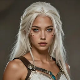 realistic beautiful gorgeous natural cute fantasy badass epic paladin knight tanned skin tribal young cute lovely eyes girl white blonde hair art drawn full HD 4K highest quality in artstyle by professional artists WLOP, Taejune Kim, JeonSeok Lee, ArtGerm, Ross draws, Zeronis, Chengwei Pan on Artstation
