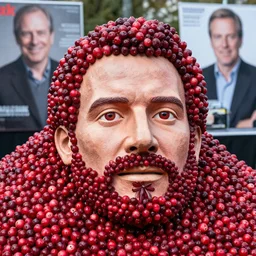 a mountain of cranberries in the shape of bryan cranston's face, cranberry statue, natural light, sharp, detailed face, magazine, press, photo, steve mccurry, david lazar, canon, nikon, focus