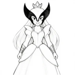 figure princess wolverine, in the coloring book style, black and white, cartoon, disney style, frozen style, marvel style