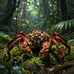 A tiger-crab creature in the jungle