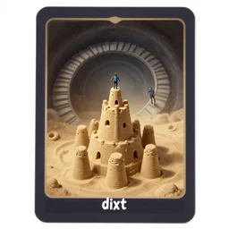 dixit card, inside the sand castle, focal point, character chasing, chased, dark fantasy, looking down the spiral staircase, vertigo, fear of heights, dizzying, intricate, amazing composition, colorful watercolor, by ruan jia, by maxfield parrish, by shaun tan, by nc wyeth, by michael whelan, by escher, illustration, gravity rush, volumetric