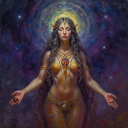 goddess of earth, astral spirit space journey in oil painting, ayahuasca, trending on artstation, award winning, emotional, highly detailed ethereal surrealist art