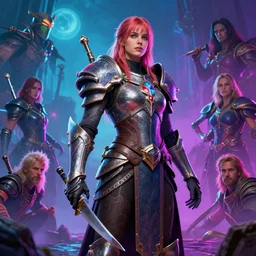 imogen poots, paladin, gloomhaven, neon, psychedelic, sharp focus, trending on artstation, 8 k realistic digital art, cryengine, sharp focus, concept art, frostbite 3 engine, octane render, by greg manchess, raymond swanland, gil elvgren, sachin teng, greg rutkowski, ilya kuvshinov
