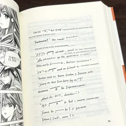 famous book with sharp text, illustration, manga n 4