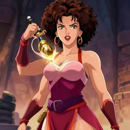 scarlett johansson as a genie, afro samurai anime style