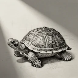 a plane sketch in the shape of a turtle by leonardo da vinci, pencil art