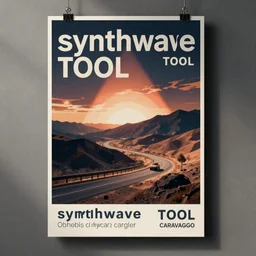 synthwave TOOL poster designed by Caravaggio, octane render.