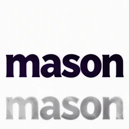 a graphic design for the name mason, purple and black,