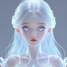 stunning hyperdetailed symmetrical young princess with translucent porcelain skin, big electric eyes, ultra detailed ornate neon wire lacing, ultra detailed, mechanical peacock headdress, micro detail, by satoshi kon, sharp focus, ultra wide angle, volumetric rays, wooded background, 8 k