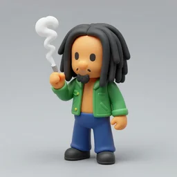 detailed miniature bob marley smoking made of silicone shaders, isometric, 1 0 0 mm, studio lighting, by pocoyo style, centered, hyperrealistic