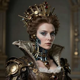 steampunk portrait of cyborg queen victoria by paul lehr