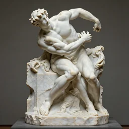 a muscular artist sculptures himself out of a cubic block of marble, intricate, highly detailed, digital matte painting, in the style of alexandros pyromallis, and in the style of sachin teng, and in the style of hans thoma, and in the style of gil elvgren. irony, recursion, inspiration, art nouveau.