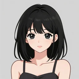anime mouse girl with black hair illustration