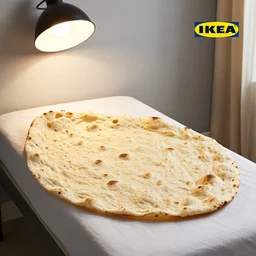 a bed made out naan roti porota ikea style studio lighting