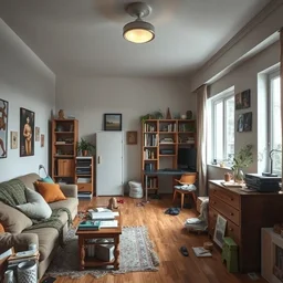 messy appartement, photo realistic