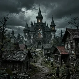 creepy town in style of Beksinski, 4k uhd, hyper realistic