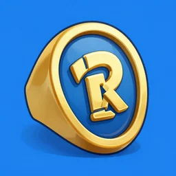 gold signet of an intergalactic trading company, trading company, blue, style of rossdraws