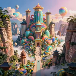 an epic dreamscape looking like etretat and zhangjiajie with fantasy architecture, artstation, vivid colors, wide angle, super highly detailed, professional digital painting, artstation, concept art, smooth, sharp focus, no blur, no dof, unreal engine 5, photorealism, hd quality, 8 k resolution, cinema 4 d, 3 d, beautiful, cinematic, art by artgerm and greg rutkowski and alphonse mucha and loish and wlop