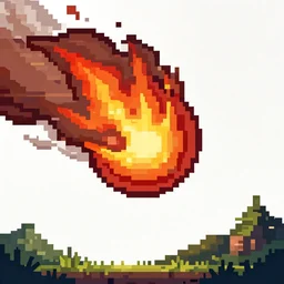 pixel art of a fireball mid flight, transparent background, retro pixel art game asset