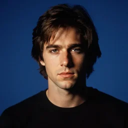 david sylvian, 1 9 8 6, brunette hair, blue background, atmospheric
