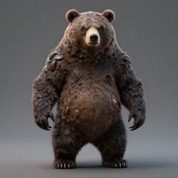 an anthropomorphic undead bear creature standing menacingly, highly detailed digital art