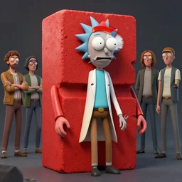 hyper realistic rick sanchez as a literal red concrete block hybrid creature, gorgeous lighting by weta studio, mucha, bautista and norman rockwell and greg rutkowski and tom bagshaw and james gurney and lucasfilm