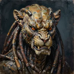 a portrait of the predator by chris ayers, oil on canvas, deep depth field, masterpiece, by ken barthelmey and stan winston, trending on artstation, featured on pixiv, cinematic composition, hyper - detailed, hd, hdr, 4 k, 8 k