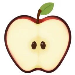 2 d vector art of an apple core, clean style, on white