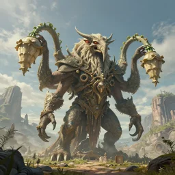 highly detailed portrait photo of a huge mûmakil-mannoroth-搖籃百合 in a scenic dystopian environment, hyperrealistic Illustration