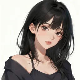 portrait of beautiful anime girl, black hair, attractive, casual, modern, highly detailed, digital painting, illustration, art by rei