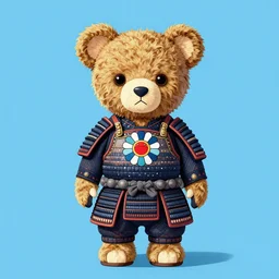 teddy bear samurai warrior by takashi murakami, digital art