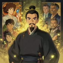 a portrait of cao cao, general in the war of the three kingdoms. art by hayao miyazaki and rossdraws and artgerm and greg rutkowski and alphonse mucha and studio ghibli, diffuse glow, fireflies