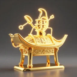 3 d render of golden neon jing jang, octane render, realistic sculpture, details