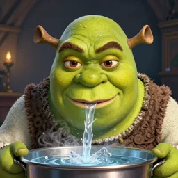 shrek's face when he realizes his water is still boiling