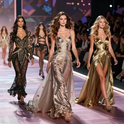 richly detailed color concept art of a Victoria Secret fashion show illustrated by Artgerm and Mina Petrovic and Timothy Kong and Marina Federovna. 3D shadowing