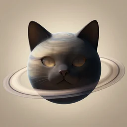 planet with rings shaped like a cat face, caturn, cat - shaped planet with rings