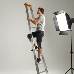 photo still of tuesday weld climbing a ladder, 8 k, studio lighting bright ambient lighting key light, 8 5 mm f 1. 8
