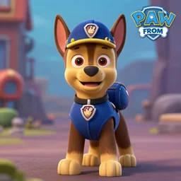 chance from paw patrol as an evil dog from hell, hyperrealism
