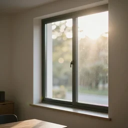 photo of interior design house, detail of a window, sunday morning, sun, bokeh, flares, 5 0 mm lens, professional photography