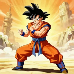 photo of goku in shaolin monk stance