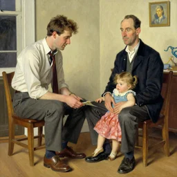 purchasing ai art so the algorithm can afford to feed and house its family, in the style of a norman rockwell and francis bacon