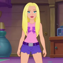 miley cyrus in 2013 during the bangerz era, fully clothed, in the style of the animated series home movies,
