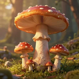 portrait of mushroomfolk by Peter Mohrbacher and Peter Gric, volumetric lighting, good composition, trending on artstation, polarizer filter, in the golden hour