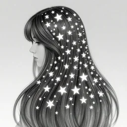 girl with super long hair, hair becoming bright stars, intricate, highly detailed, digital painting, artstation, concept art, smooth, sharp focus, illustration, unreal engine 5, 8 k, art by artgerm and greg rutkowski and alphonse mucha