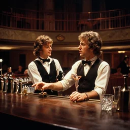 photoreal cinematography of joe turkel playing lloyd the bar tender from stanley kubrick's 1 9 8 0 film the shining, inside the elstree studios soundstage set for the overlook hotel interior shot on 3 5 mm eastman 5 2 4 7 film by the shining cinematographer john alcott shot on a cooke panchro 1 8 mm wide angle lens